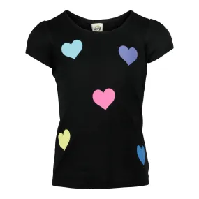 All Over Pastel Hearts Puff Sleeve Tee
