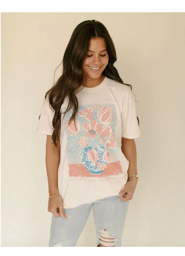Always Blooming Tee in Cream by Chaudoin Creations