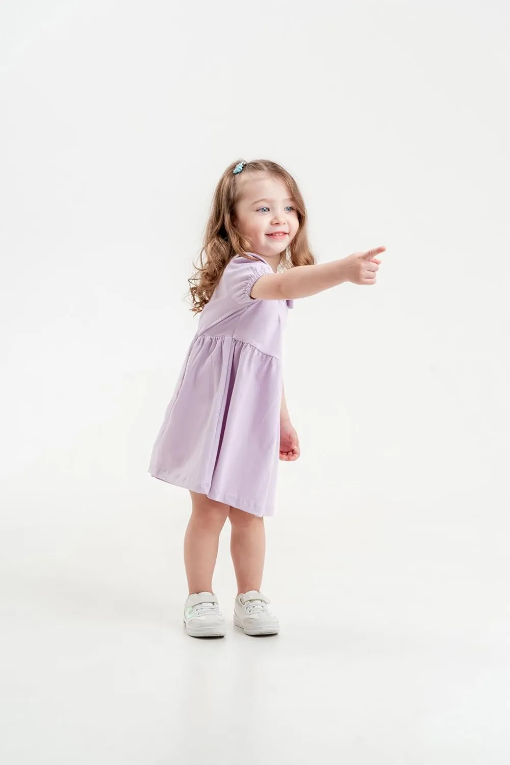 Baby and Toddler Girl Dress Short Sleeve Buttoned Collar for 3 Months to 5T Size Soft Cotton Baby Girl Dress