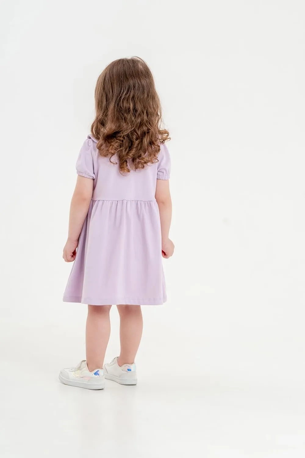 Baby and Toddler Girl Dress Short Sleeve Buttoned Collar for 3 Months to 5T Size Soft Cotton Baby Girl Dress