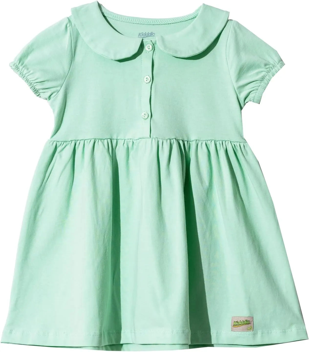 Baby and Toddler Girl Dress Short Sleeve Buttoned Collar for 3 Months to 5T Size Soft Cotton Baby Girl Dress