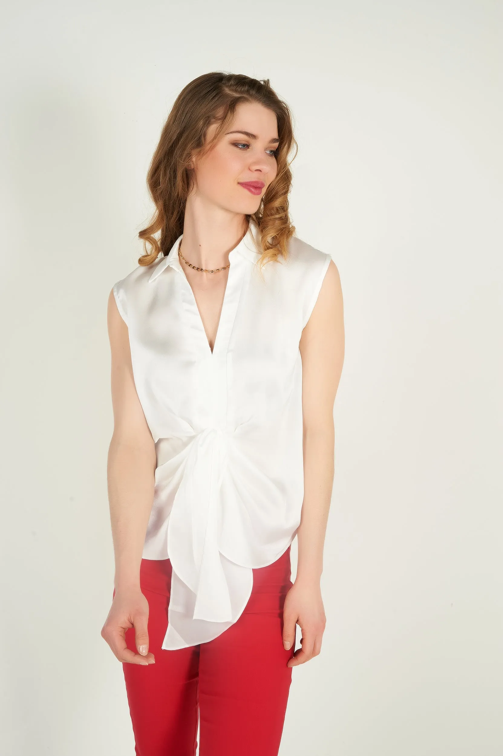 Blouse sans manches en satin - KASIA-W1 - (E-B1) - VENTE FINALE