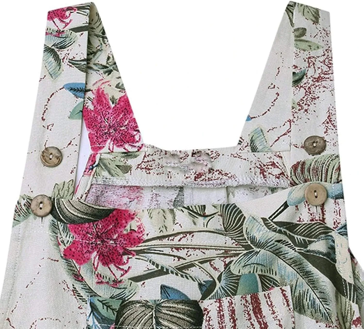 Boho Jumpsuit for Women Cotton Linen Overalls 2025 Summer Patchwork Print Wide Leg Plus Size Rompers with Pockets