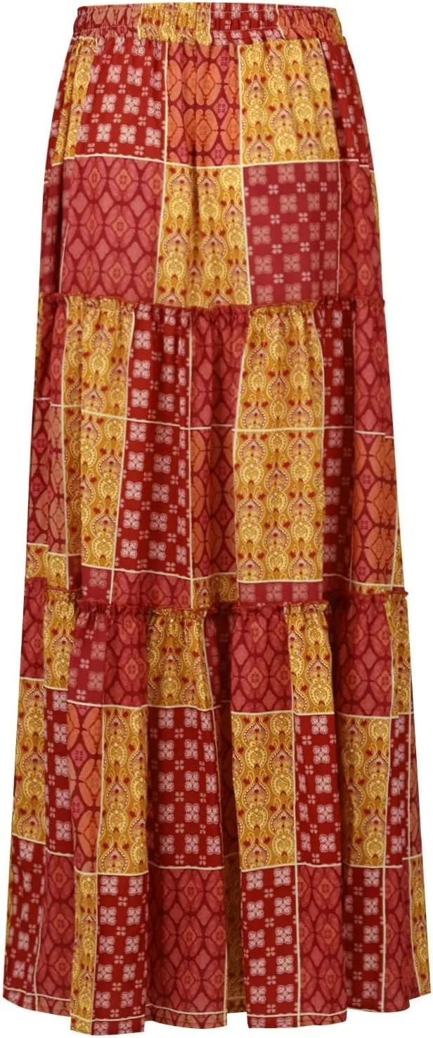 Boho Skirts for Women, Beach Maxi Casual Summer Trendy Flowy Womens Skirts