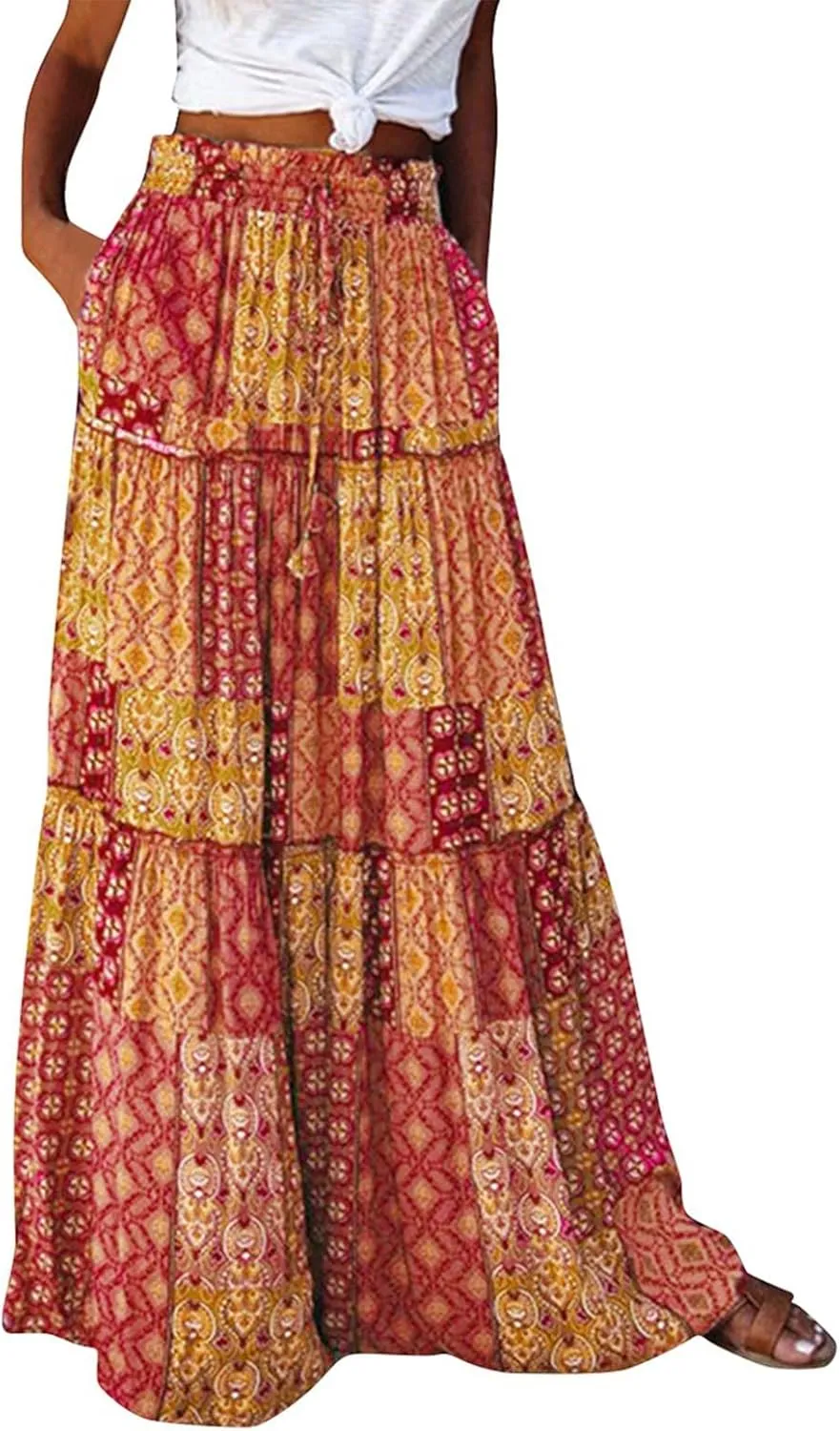 Boho Skirts for Women, Beach Maxi Casual Summer Trendy Flowy Womens Skirts