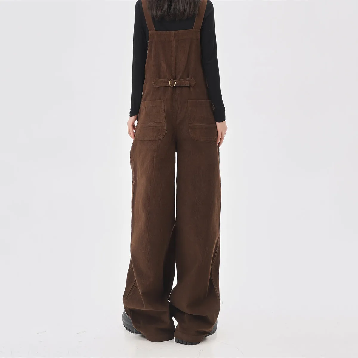 Cartoon Puppy Loose Fit Corduroy Jumpsuit