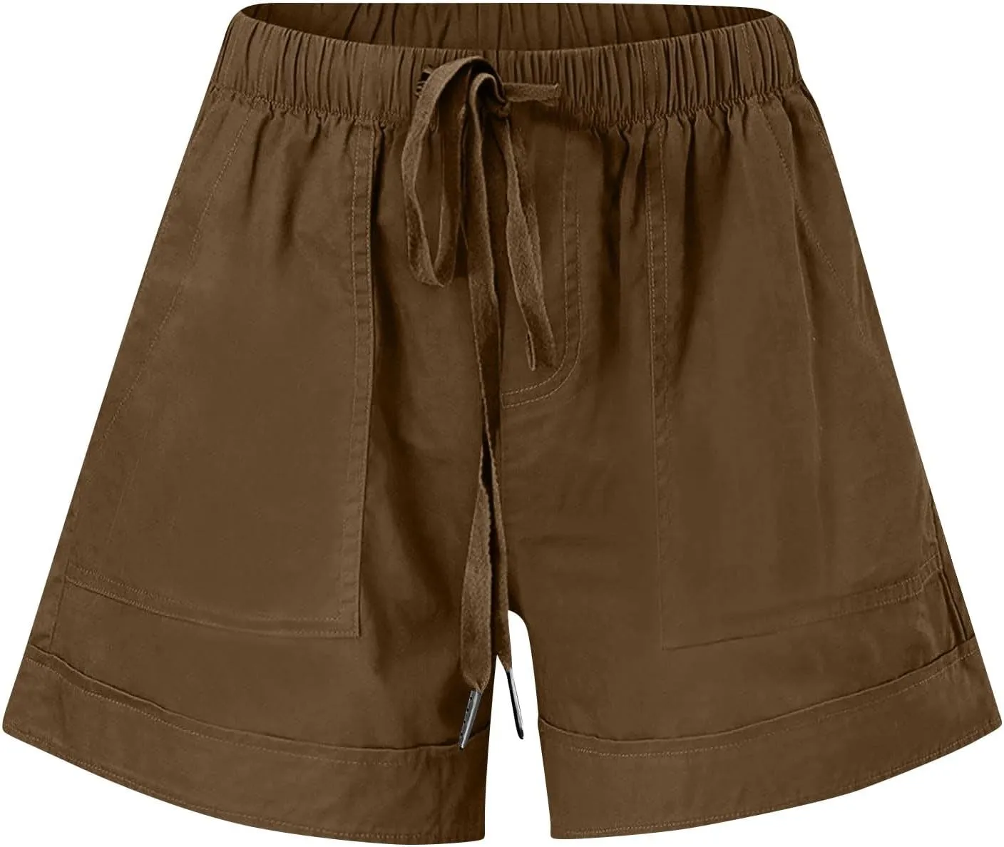 Casual Shorts for Women Trendy Drawstring Elastic Waist Cotton Shorts with Pockets Loose Fit Beach Summer Outfits