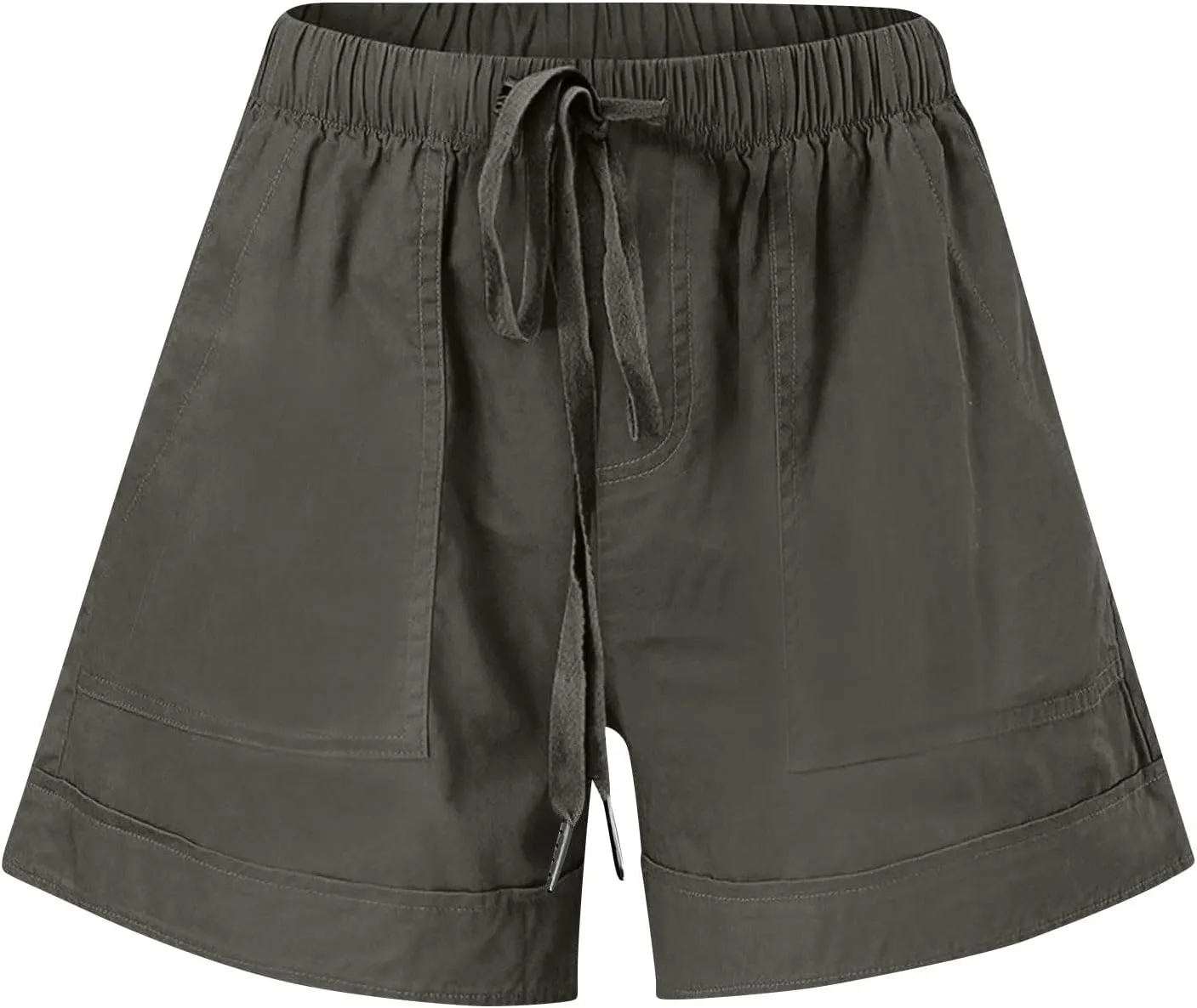 Casual Shorts for Women Trendy Drawstring Elastic Waist Cotton Shorts with Pockets Loose Fit Beach Summer Outfits