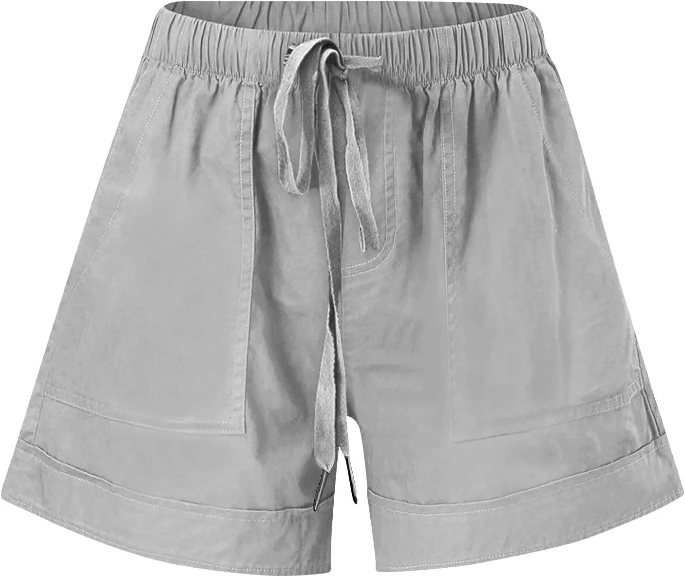 Casual Shorts for Women Trendy Drawstring Elastic Waist Cotton Shorts with Pockets Loose Fit Beach Summer Outfits