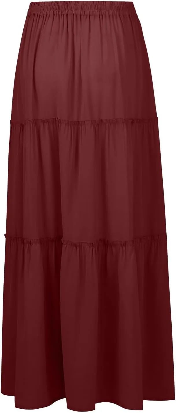 Casual Skirts for Women, Beach Vacation Trendy Summer Solid Color Womens Skirts