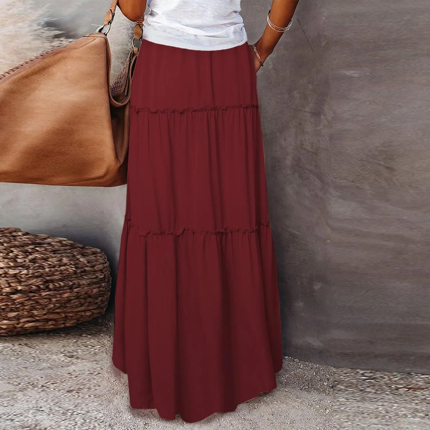 Casual Skirts for Women, Beach Vacation Trendy Summer Solid Color Womens Skirts