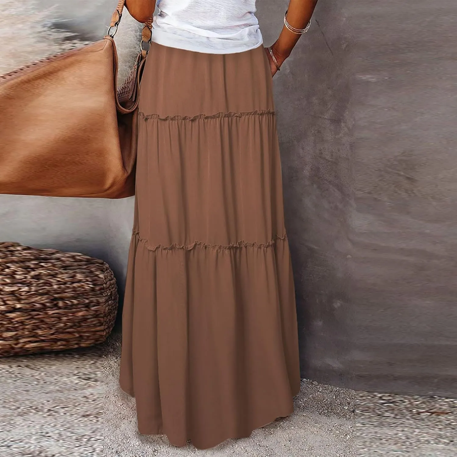 Casual Skirts for Women, Beach Vacation Trendy Summer Solid Color Womens Skirts