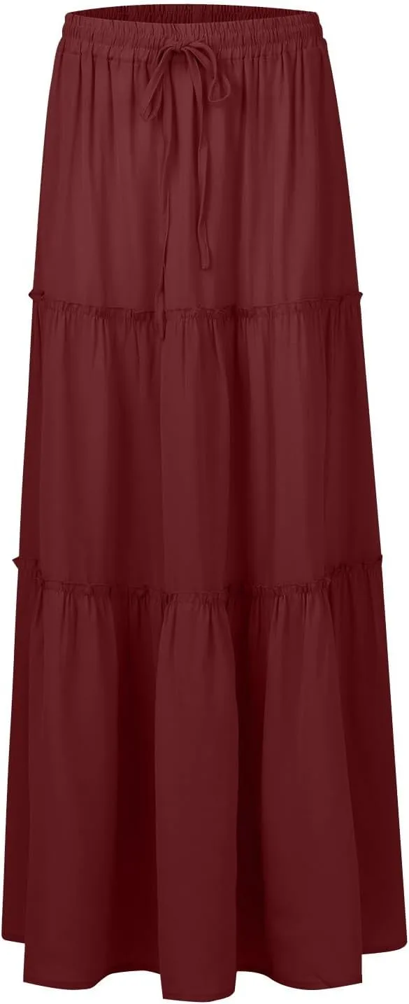 Casual Skirts for Women, Beach Vacation Trendy Summer Solid Color Womens Skirts