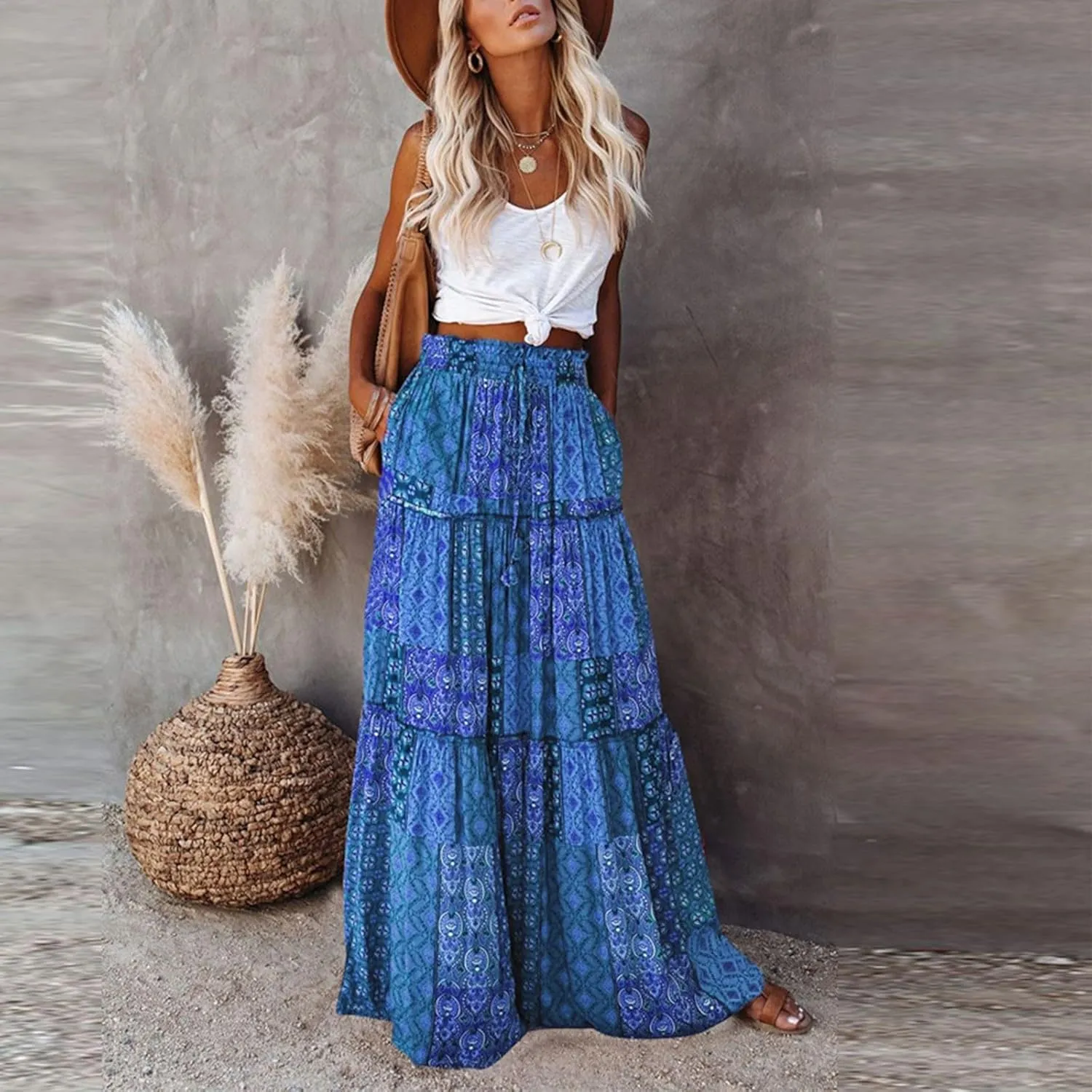 Casual Skirts for Women, Summer Beach Trendy Vacation Maxi Womens Skirts