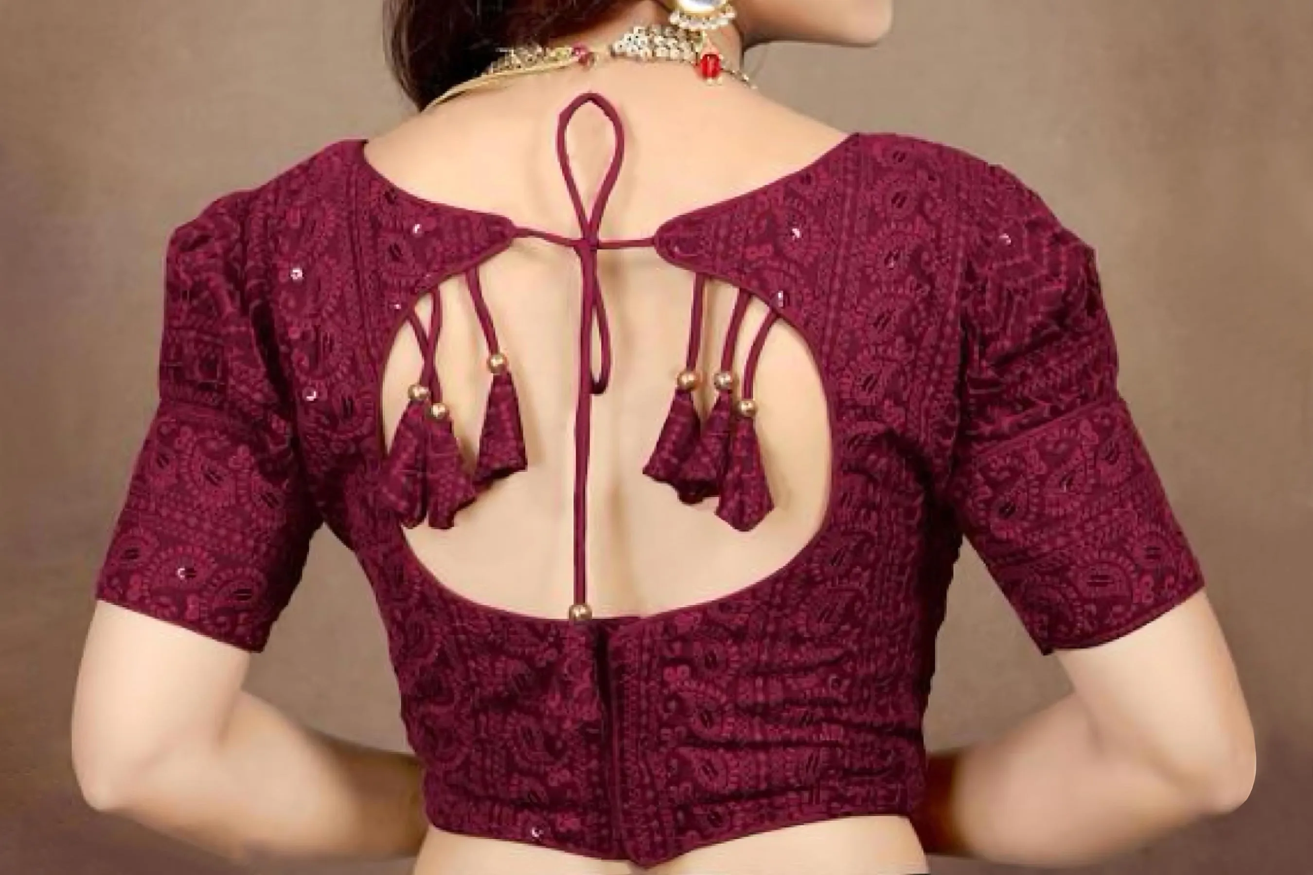 Chic Georgette Puff Sleeve Blouse with Embroidery | JCSFashions