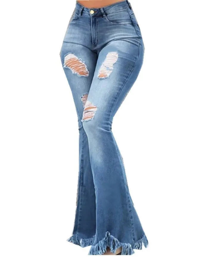 Cool Fashion Personality High-Waisted Jeans - Women's Bottom