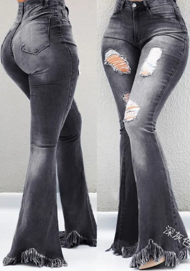 Cool Fashion Personality High-Waisted Jeans - Women's Bottom