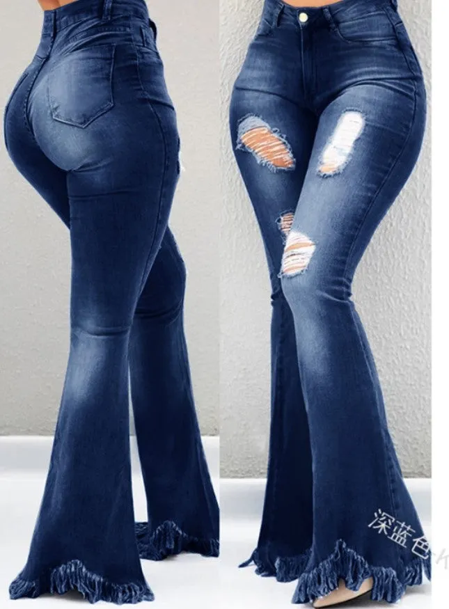 Cool Fashion Personality High-Waisted Jeans - Women's Bottom