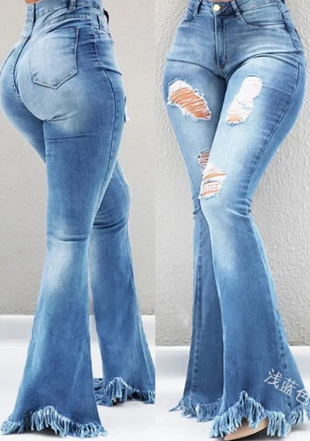 Cool Fashion Personality High-Waisted Jeans - Women's Bottom