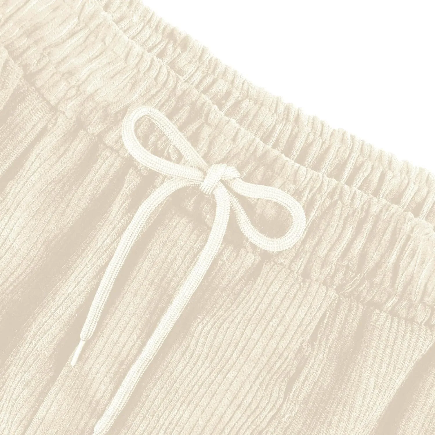 Corduroy Pants Women Casual Elastic High Waisted Straight Leg Pants Soft Comfy Drawstring Lounge Trousers