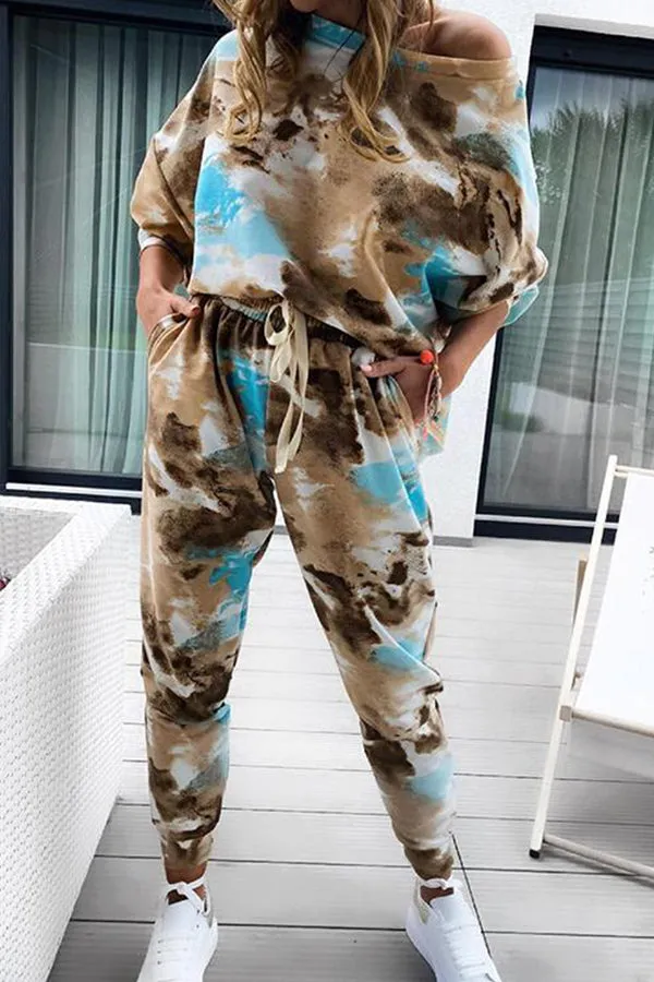 Dew Shoulder Loose Hoodie Pants Set