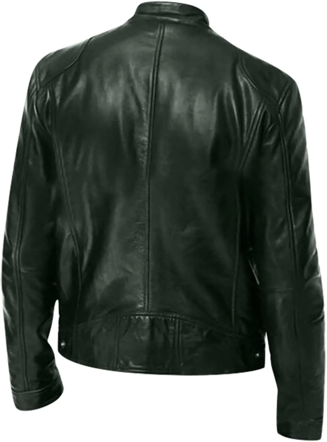 DuDubaby Men Vintage Cool Jacket Leather Long Sleeve Autumn Winter Stand Collar Club Coat