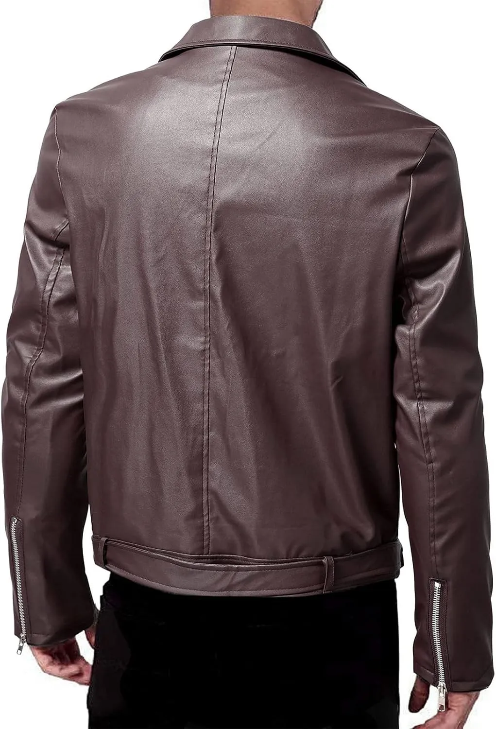 DuDubaby Men Vintage Cool Jacket Leather Long Sleeve Autumn Winter Stand Collar Club Coat