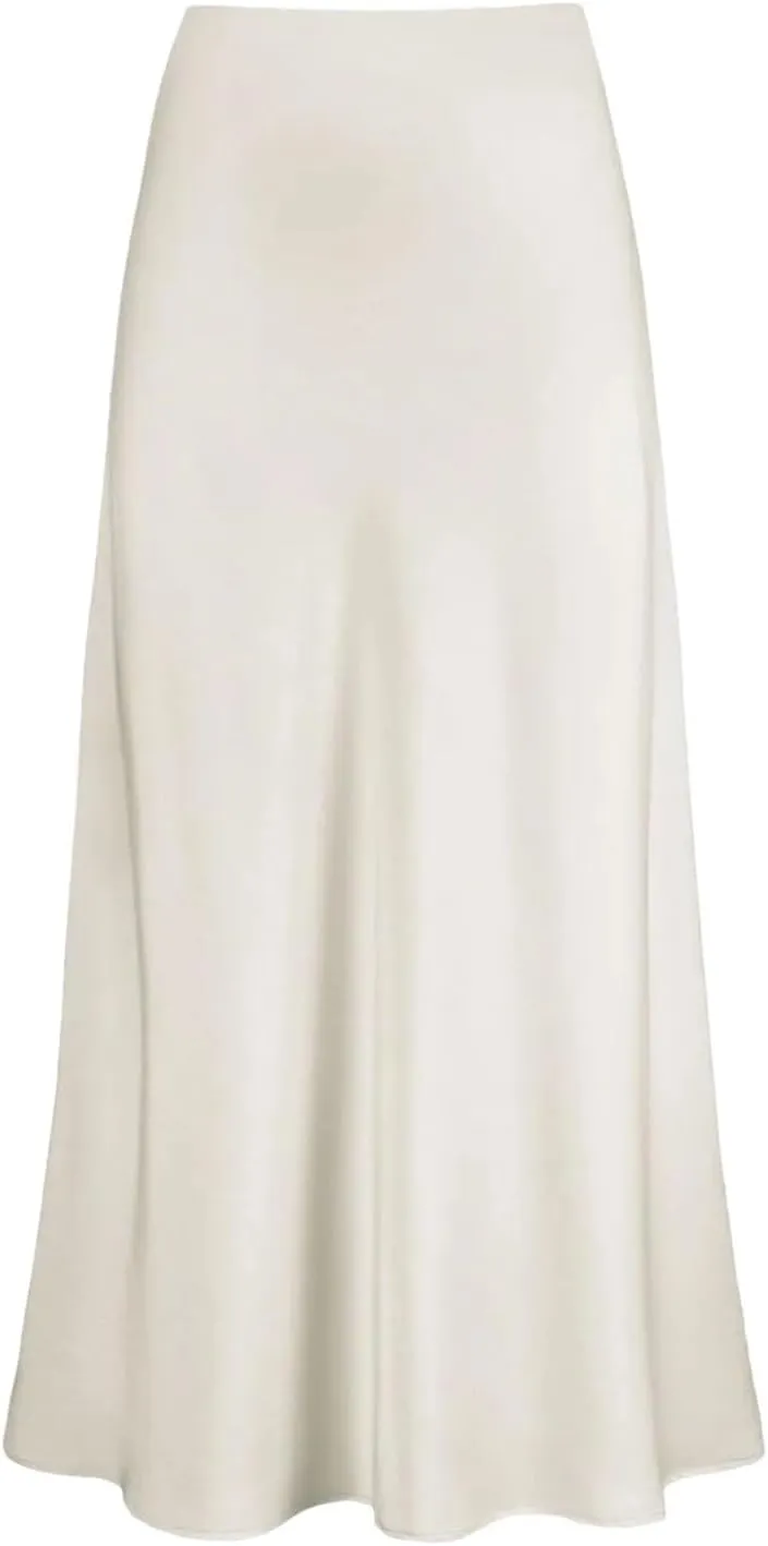 Elegant Satin High Waisted Fishtail Skirt Women's Irregular Bag Hip Ruffle Swing Pleated Long Skirt