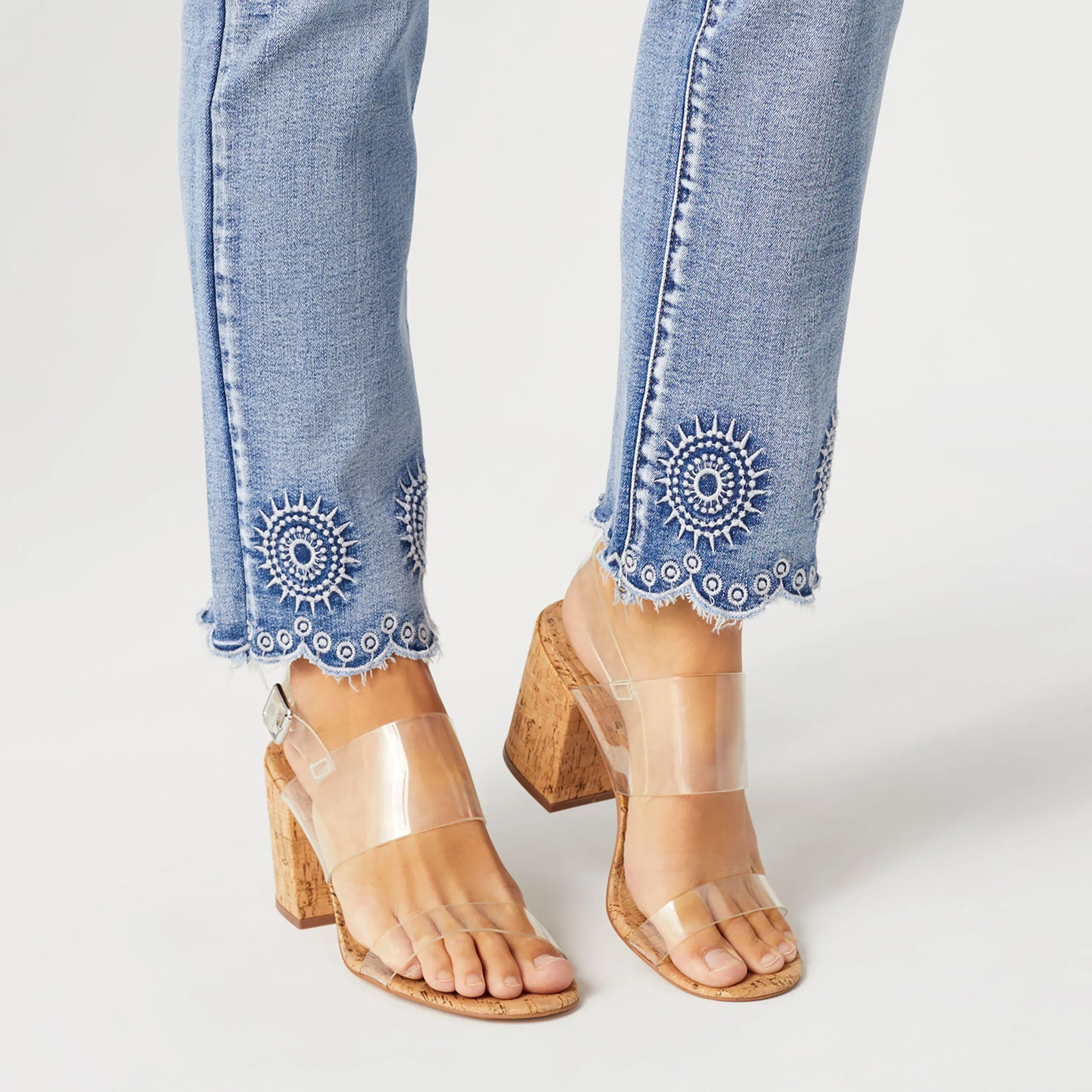 EverStretch Ankle with Burst Embroidery - Medium Denim