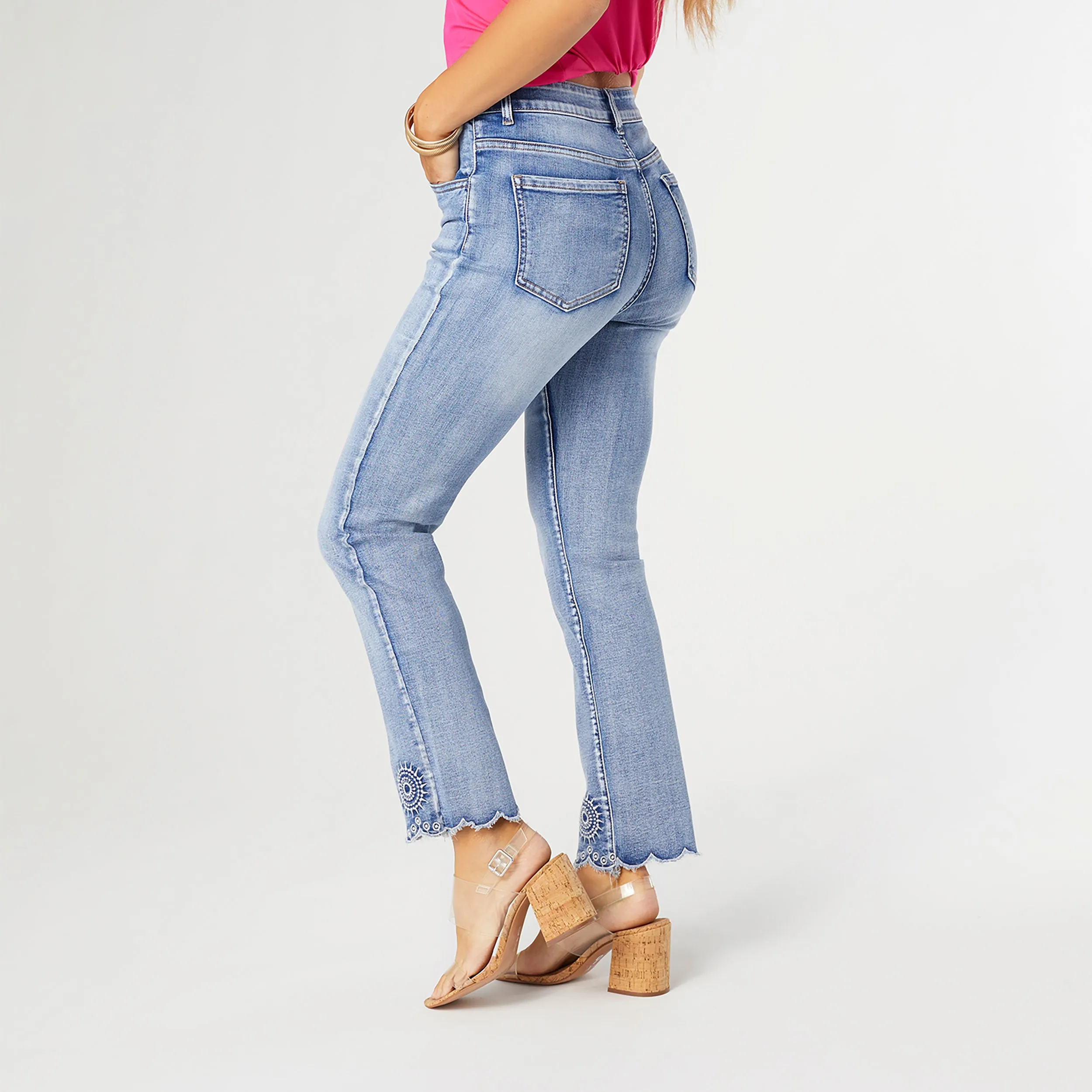 EverStretch Ankle with Burst Embroidery - Medium Denim