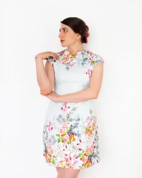 Floral Fit and Flare Dress Baby Blue