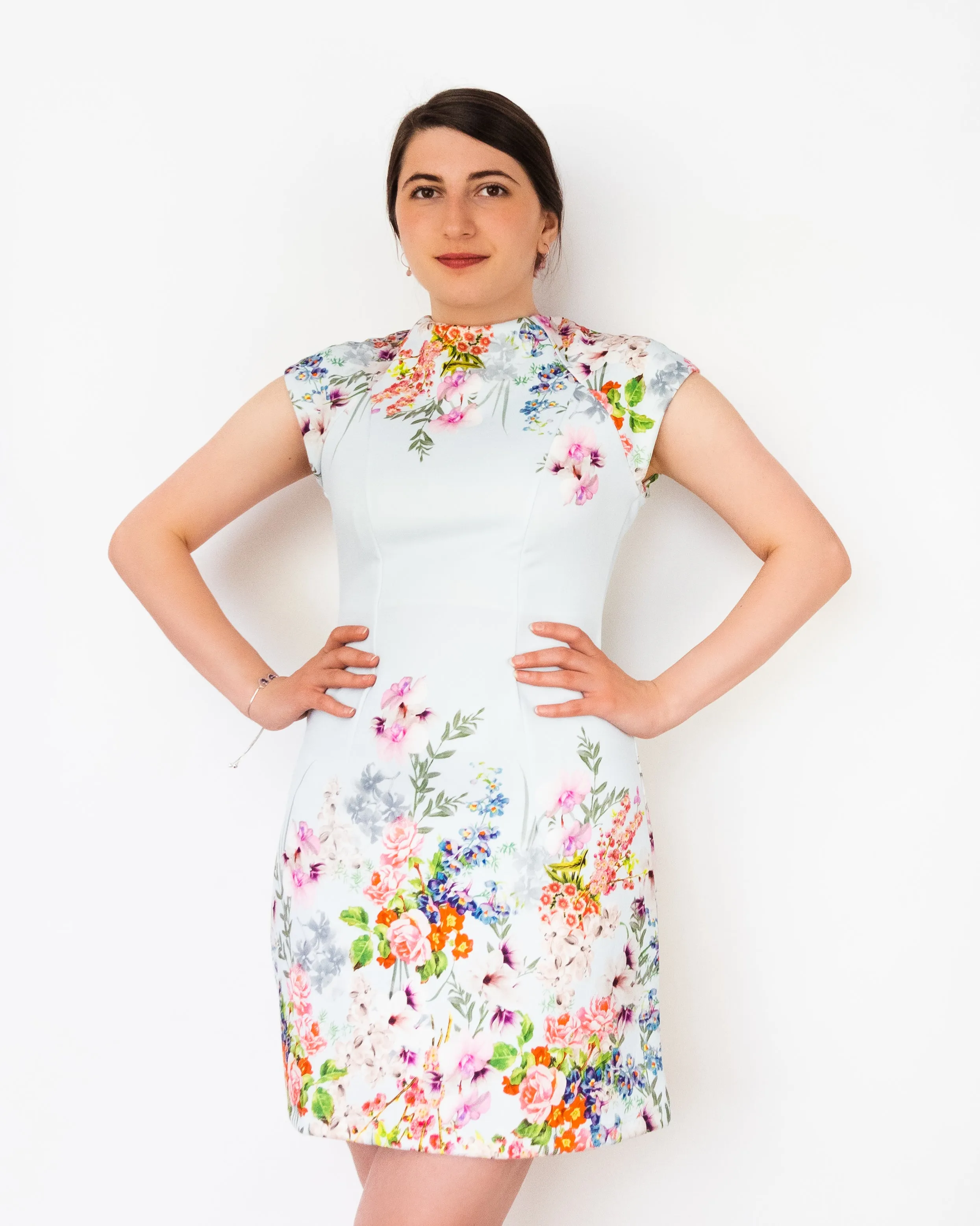 Floral Fit and Flare Dress Baby Blue