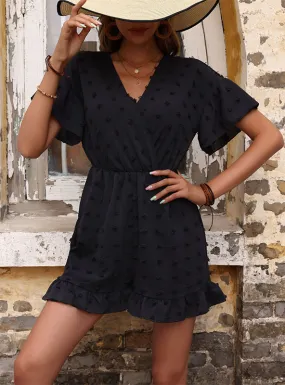 Fluffy Chiffon V-neck Wide-leg Jumpsuit
