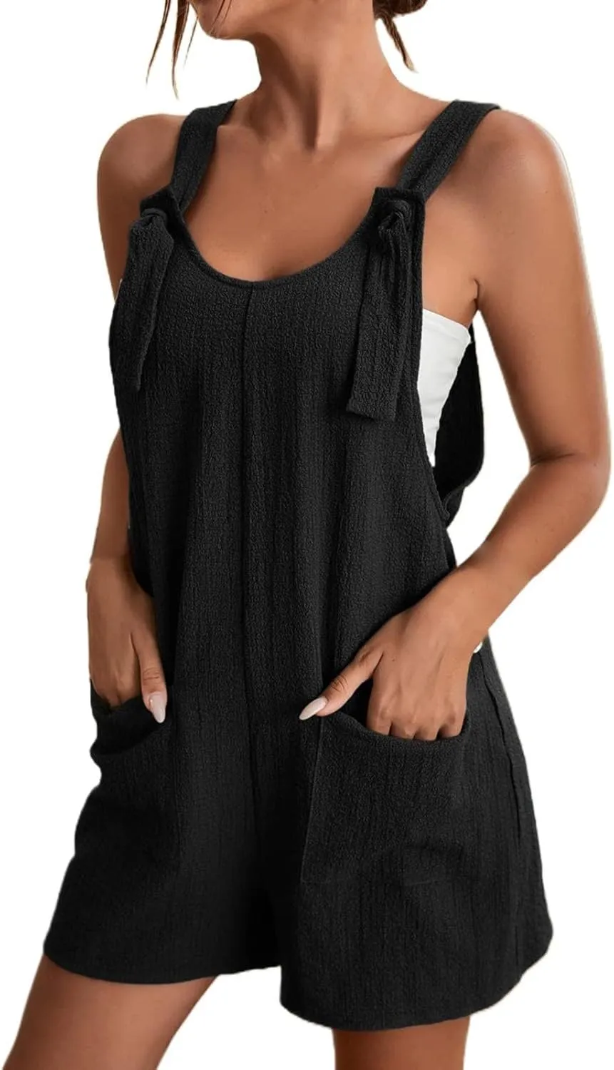 GOKKILRW Rompers for Women 2025 Shorts Casual Jumpsuit Trendy Loose Fit Sleeveless Overall Jumpsuits Summer Beach Outfits