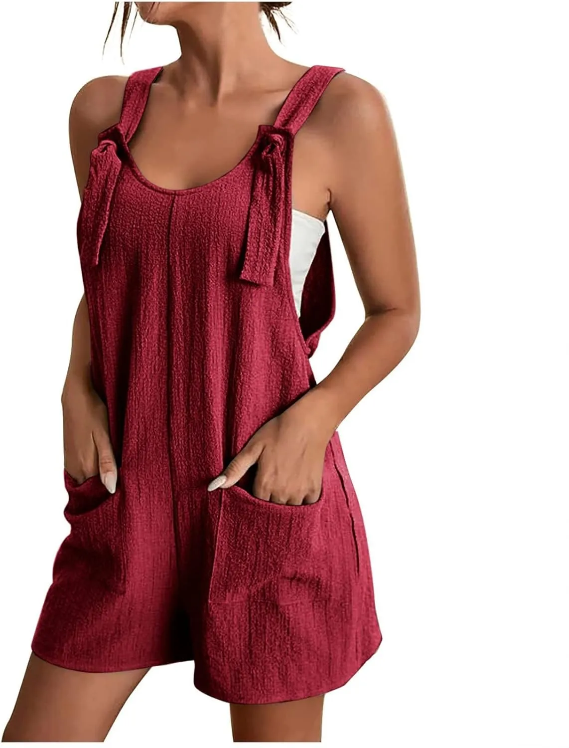 GOKKILRW Rompers for Women 2025 Shorts Casual Jumpsuit Trendy Loose Fit Sleeveless Overall Jumpsuits Summer Beach Outfits