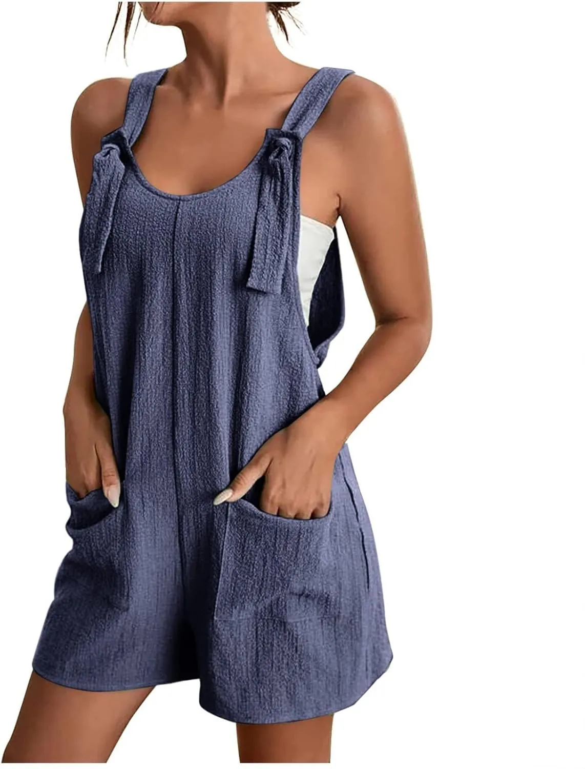 GOKKILRW Rompers for Women 2025 Shorts Casual Jumpsuit Trendy Loose Fit Sleeveless Overall Jumpsuits Summer Beach Outfits