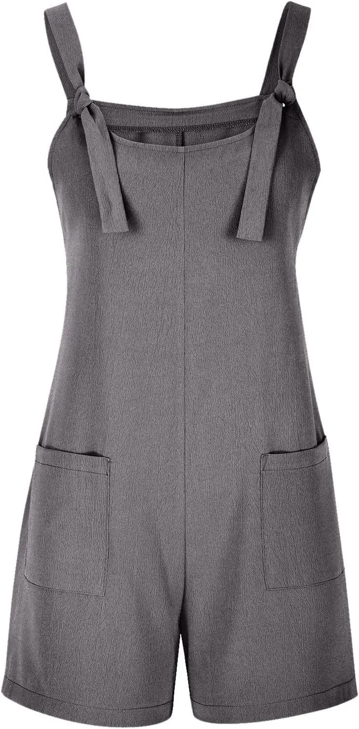 GOKKILRW Rompers for Women 2025 Shorts Casual Jumpsuit Trendy Loose Fit Sleeveless Overall Jumpsuits Summer Beach Outfits