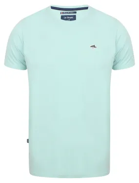 Keppel Cotton Crew Neck T-Shirt In Pastel Turquoise Marl - Le Shark