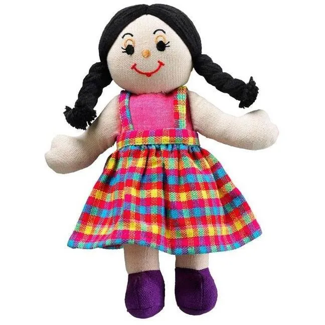 Lanka Kade Girl Rag Doll White Skin, Black Hair