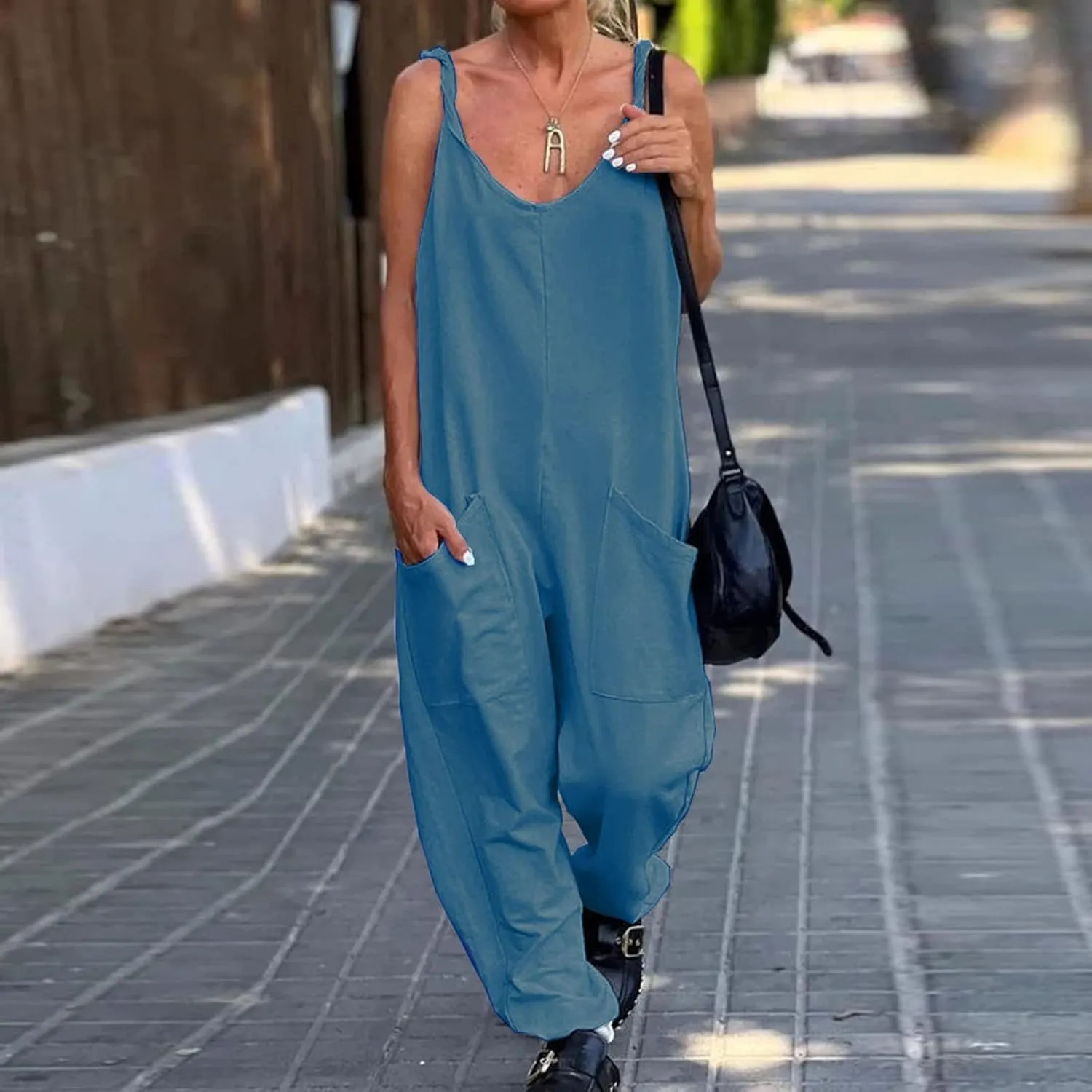 LCMTWX Jumpsuit for Woman Comfortable Shoulder Strap Loose Jumpsuit Pocket Summer Fashion Jumpsuit Jumpsuits Women Jumpsuit