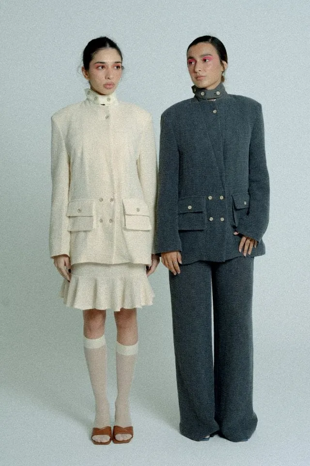 Light Weight Cotton Knit Oversized Blazer Sand