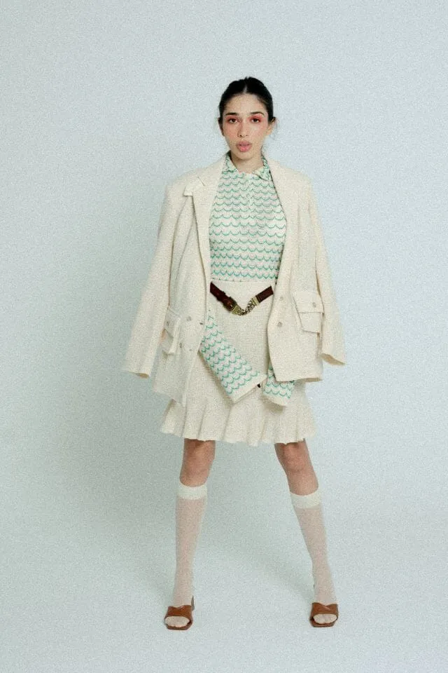 Light Weight Cotton Knit Oversized Blazer Sand