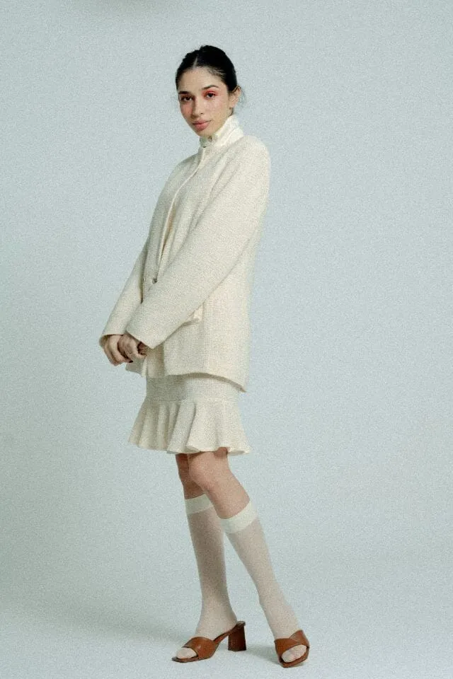 Light Weight Cotton Knit Oversized Blazer Sand