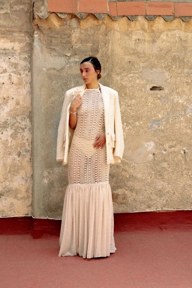 Light Weight Cotton Knit Oversized Blazer Sand
