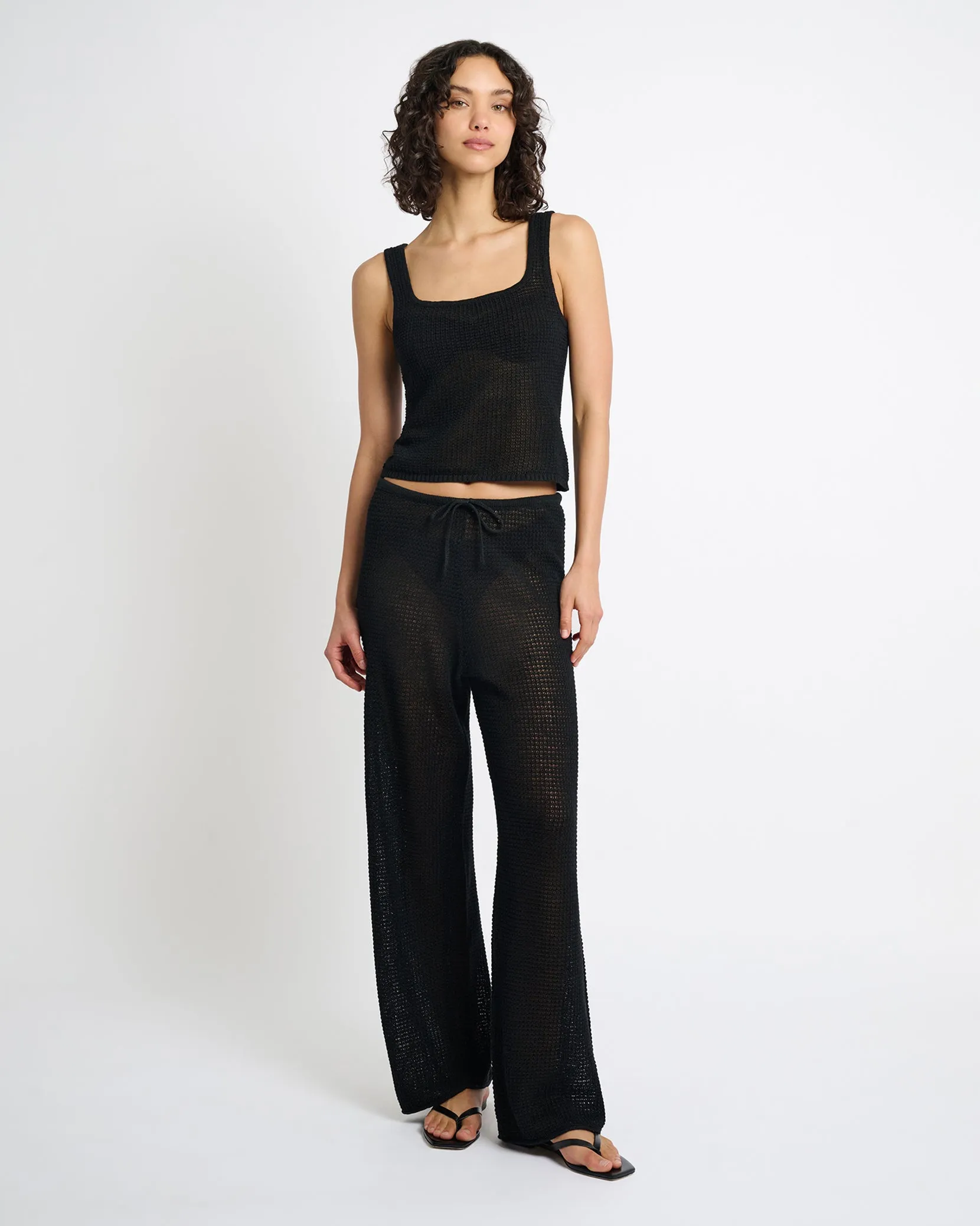 Linen Knit Square Neck Tank