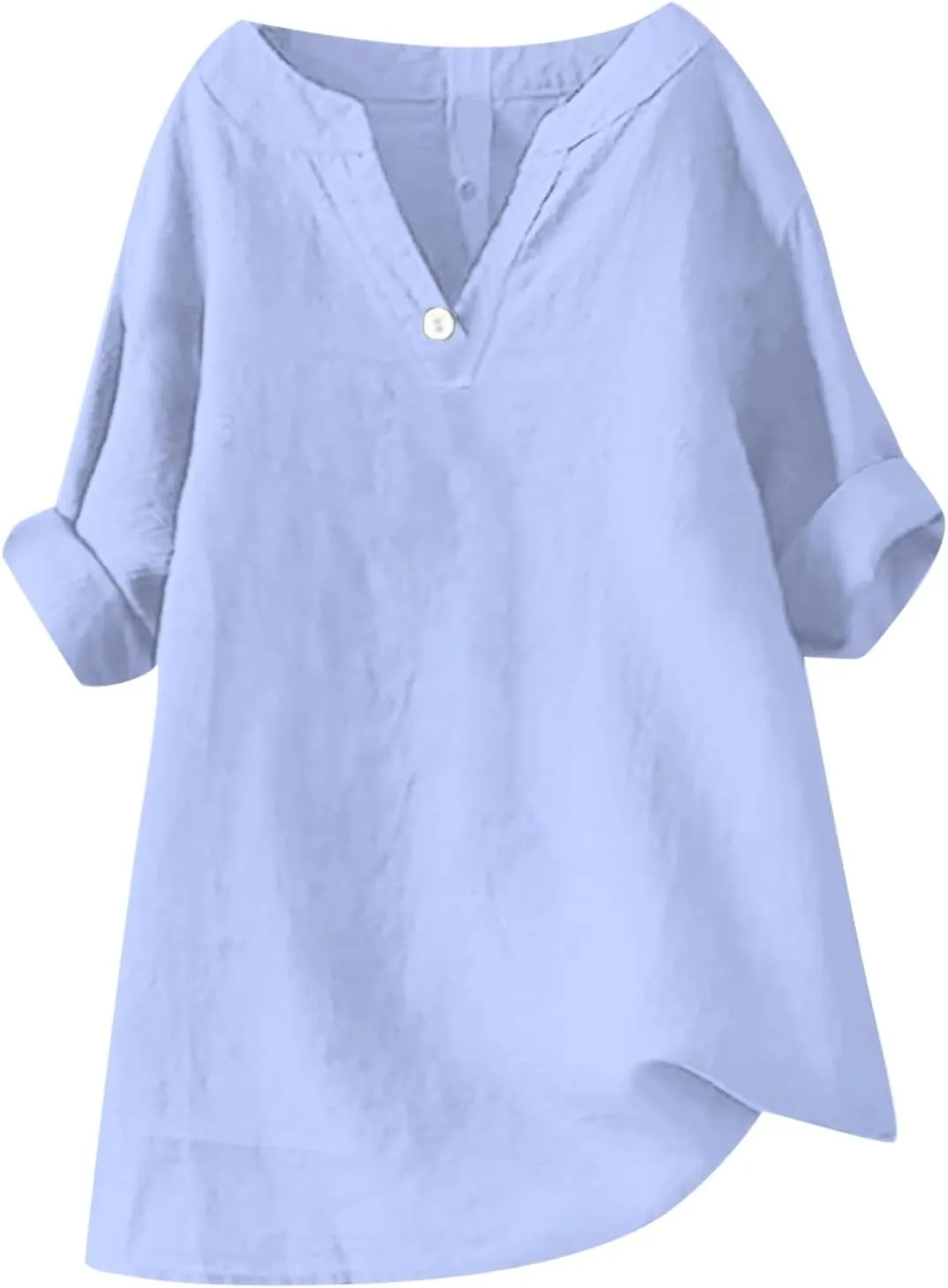 Linen Tops for Women Loose Fitting Summer V Neck Casual Blouses Short Sleeve T Shirts Spring Outfits Trendy Clothes