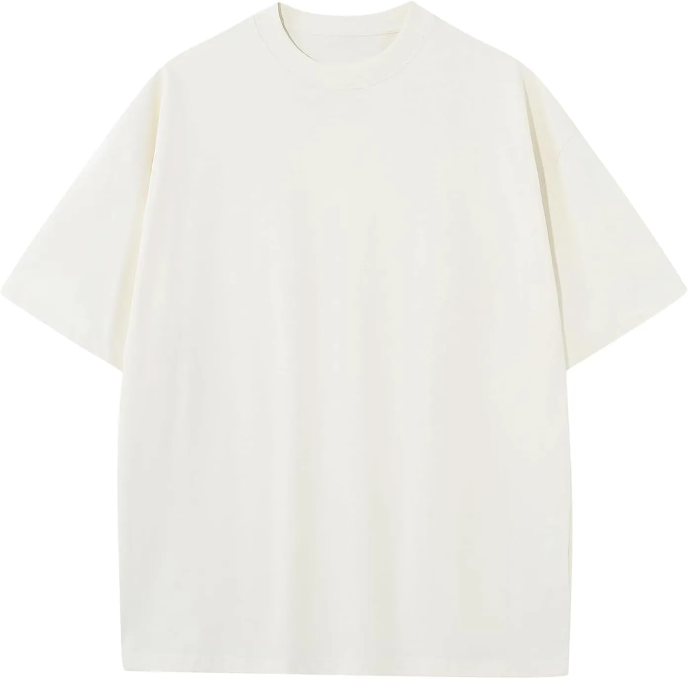 Men's Cotton T-Shirts Oversized Unisex Short Sleeve Crew Neck Loose Basic Tops Solid Athletic Tee