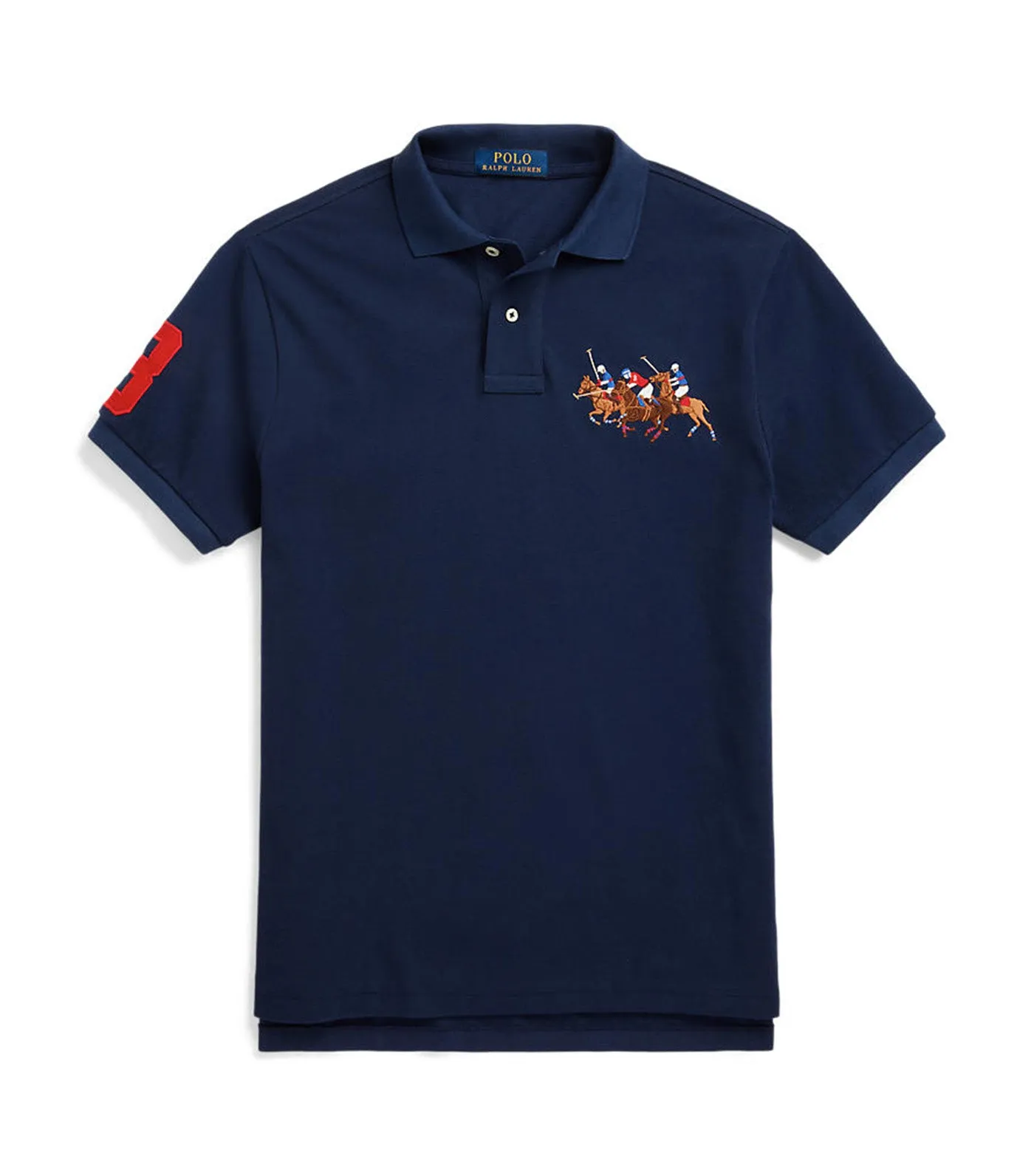 Men's Custom Slim Fit Triple-Pony Polo Shirt Newport Navy