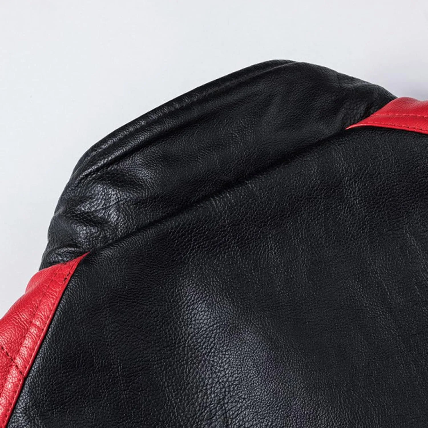 Men's Retro PU Faux Leather Softshell Cycling Jacket Stand Collar Full-Zip Motocycle Cool Club Coat with Front Zipper Pocket