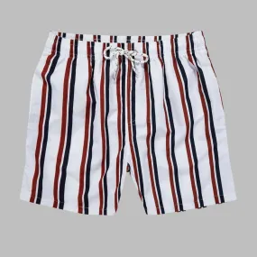 Men's Striped Beach Shorts: Drawstring Swim Trunks, Surfing Boardshorts, Casual Summer Beachwear